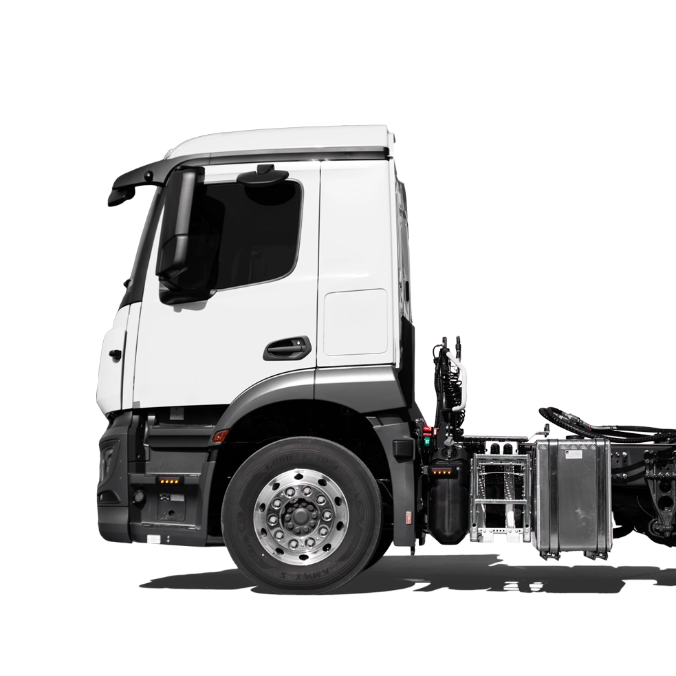 Profile of White Truck with safety camera fitted