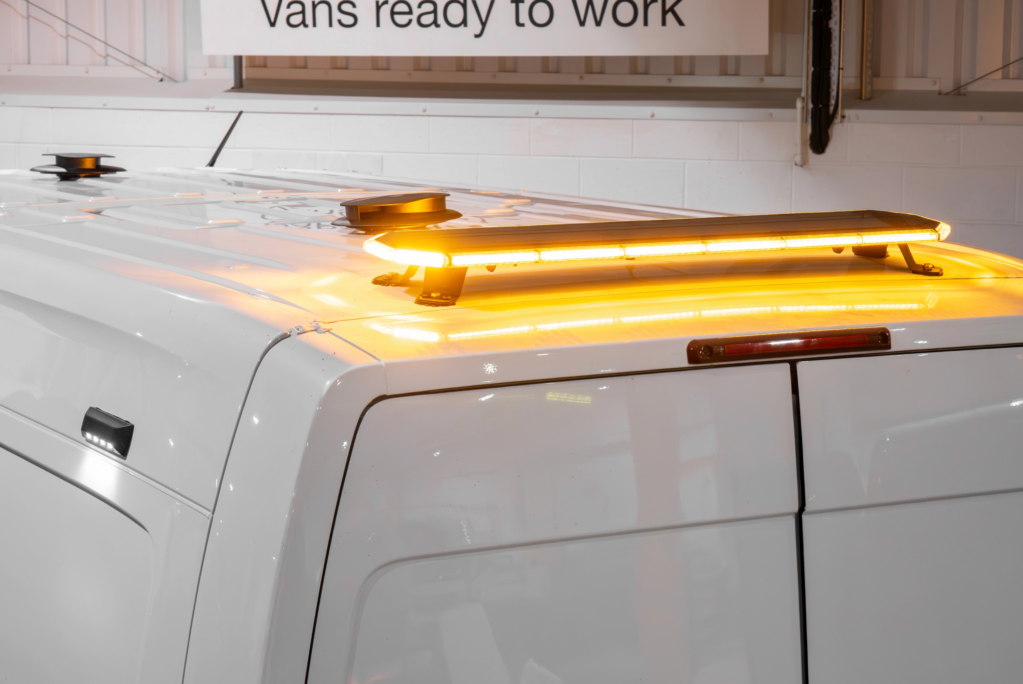 roof beacon bars fitted by SM UK on a white van