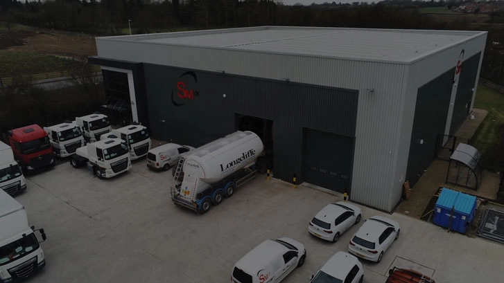 Aerial View of SM UK Tamworth showing multiple HGV and Van vehicles