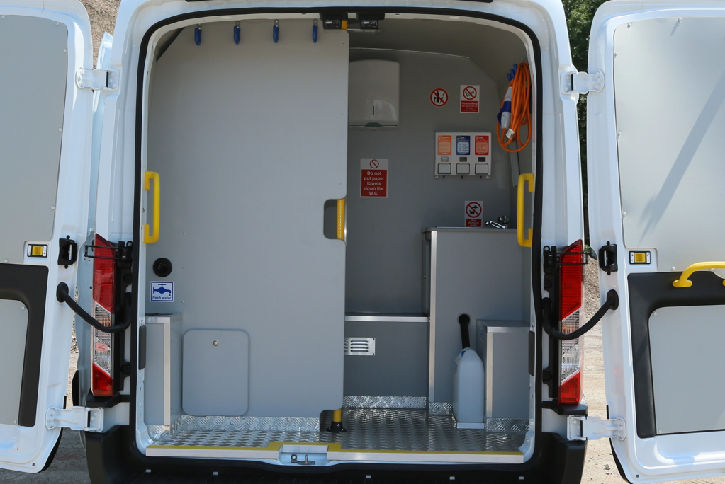 Rear of a van with a welfare Blueprint conversion